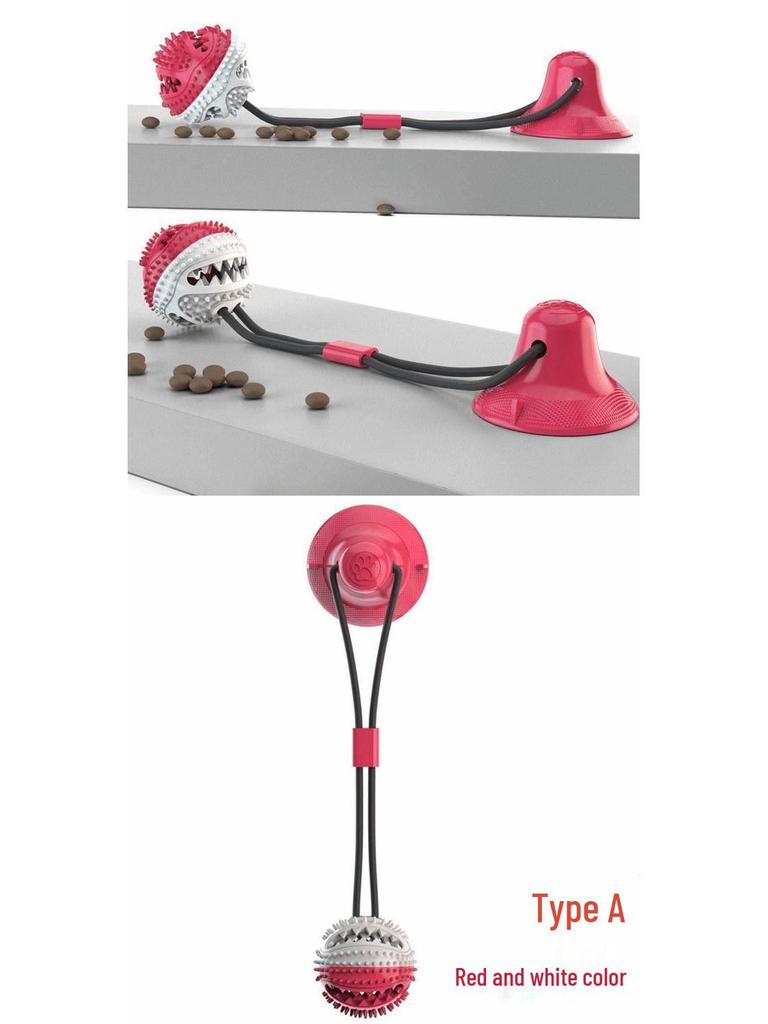 Pet Molar Cleaning Dog Toy: Chew, Tug, and Food Dispensing Suction Cup Ball for Dog Training