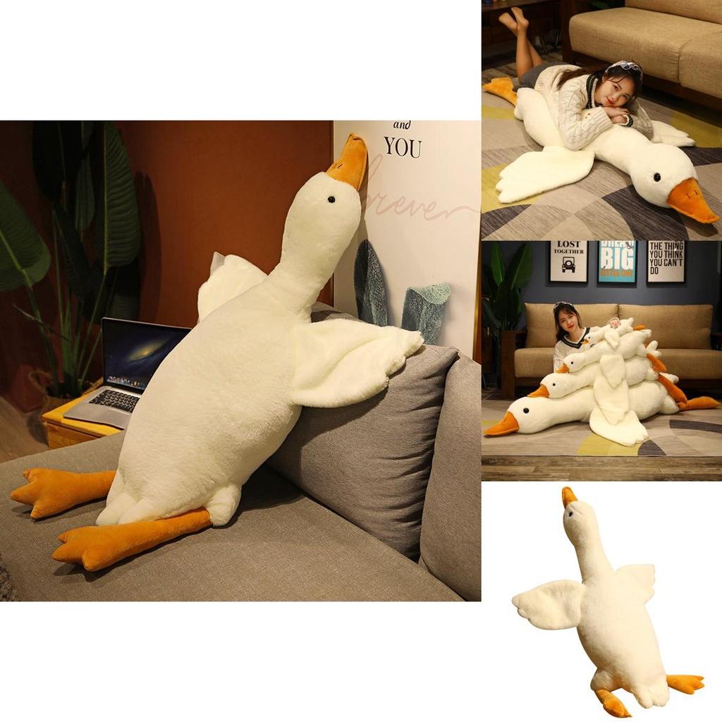 Huge 19.7/35.4/51.2in White Goose Plush Sleeping Toy Cushion For Kids