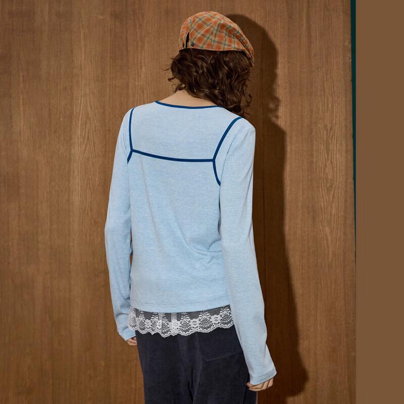 COOLHUT Women's Casual Long-Sleeve Color-Block T-Shirt