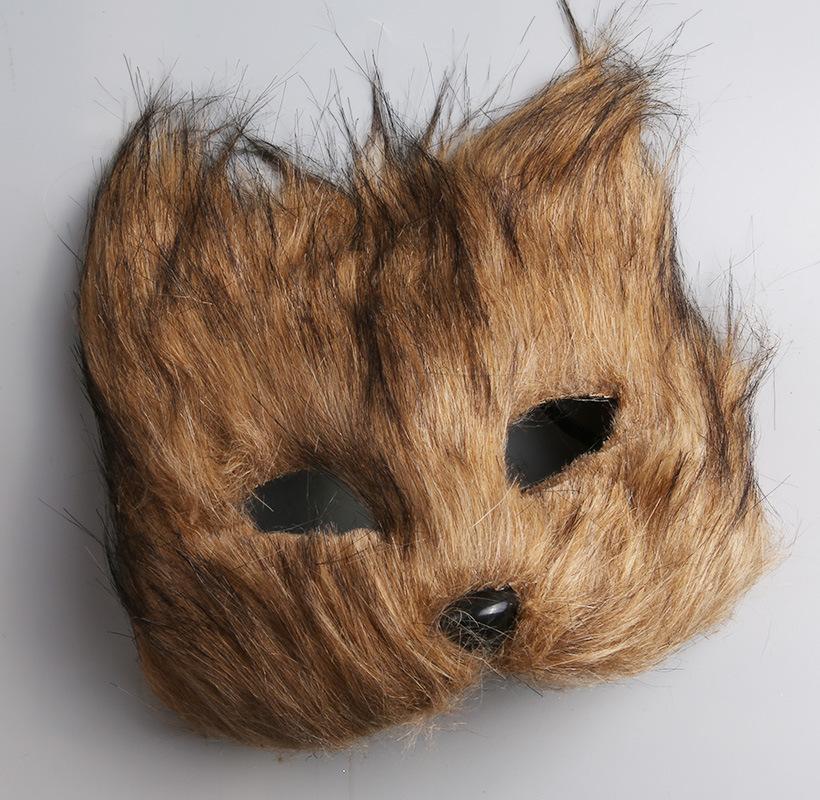 Furry Fox Shape Face Mask Animal Cat Hair Halloween Cosplay Carnival Party Mask Masquerade Props Head Cover Sexy Imitation Toys