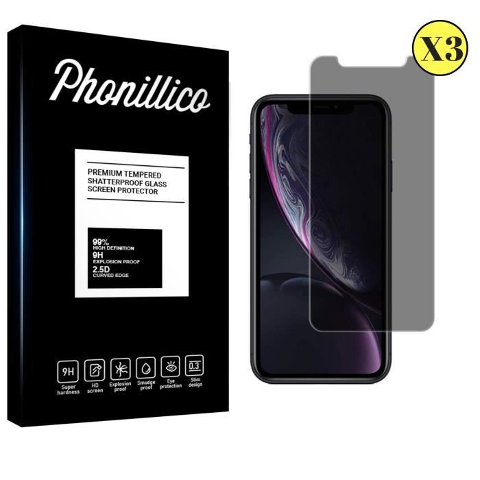 Film de protection - Phonillico® - iPhone XR - Pack de 3 - Noir - Anti espion - Résistant aux rayures