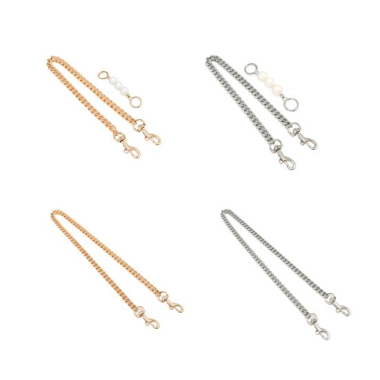 Handbag Chain Strap Metal Shoulder Crossbody Replacement Strap Chain with Buckles Bag Chain Strap with Faux Pearl Extension Chain for Ladies Purse
