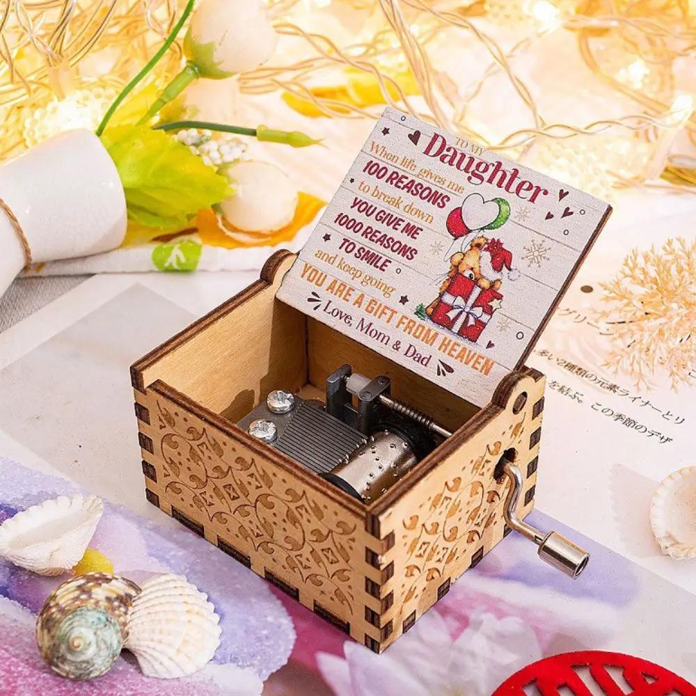 Wooden Hand Crank Music Box Anime Theme Halloween Merry Christmas Decoration Home Christmas Birthday Gift