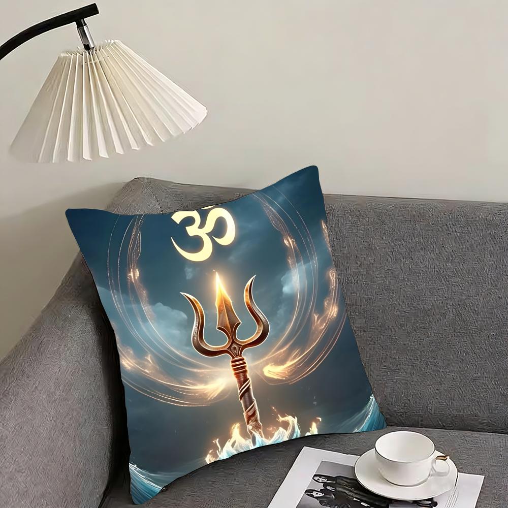 Lord Shiva Hindu God Buddha Cushion Cover Reversible Plush Pillow Cover – For car, sofa, bedroom, perfect as a gift.
