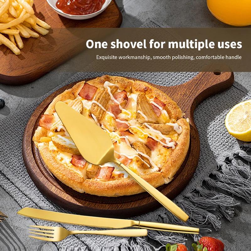 4Pcs Cake Server Cutlery Set Stainless Steel Cake Knife Fork Spatula Set Cheese Knife Pie Pizza Spatula Dessert Fork Flatware