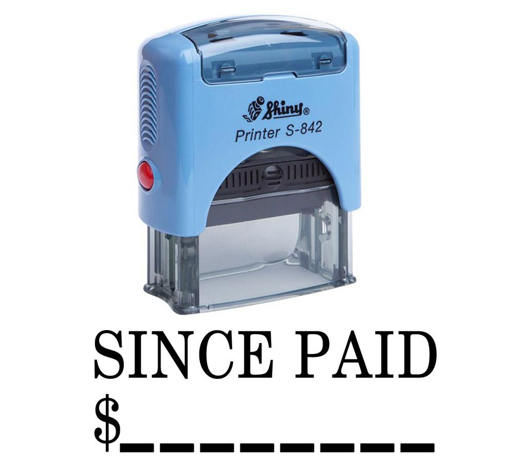 SINCE PAID Self Inking Rubber Stamp Custom Shiny Office Stationary Stamp