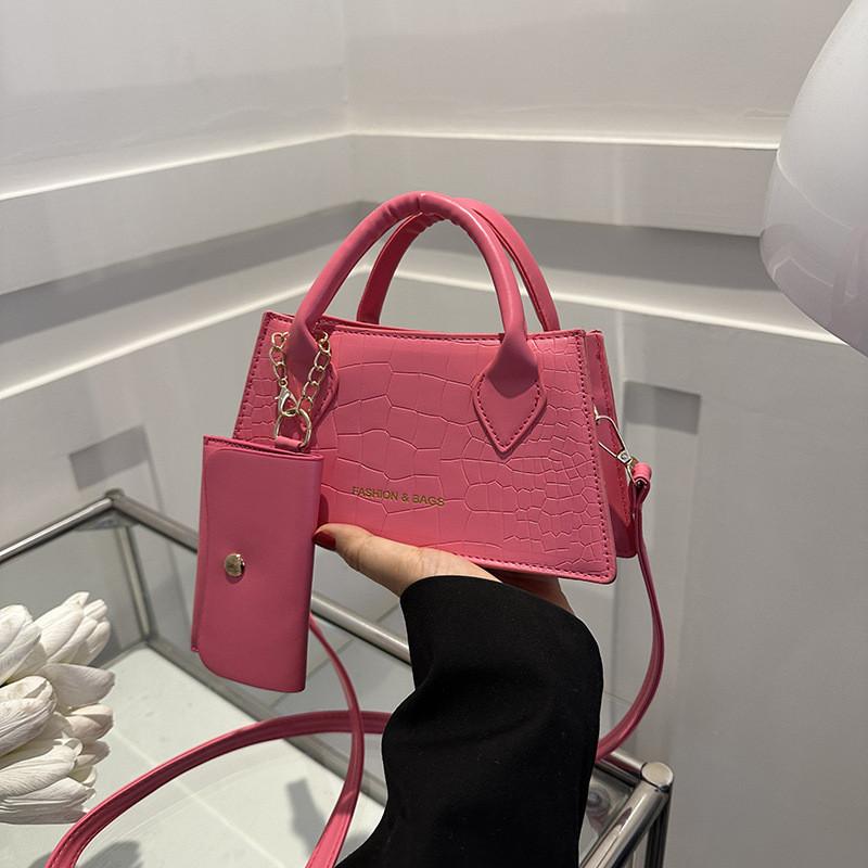Stylish Pu Mini Square Handbag For Women With Zipper Closure Ideal For Everyday Use розовый