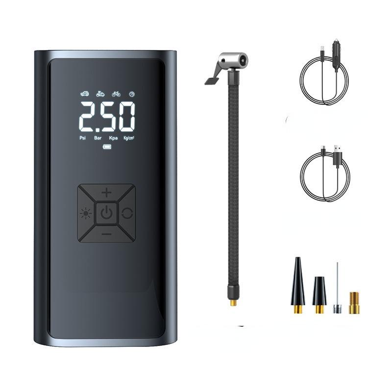 Pompă de aer electrică Baterie de 6000 mAh Mini compresor portabil Pompă electrică de 150 PSI cu afișaj digital și iluminare de urgență pentru motociclete, mașini