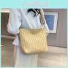 Korean Style Minimalist Woven Bucket Bag With Chic Car Line Decor