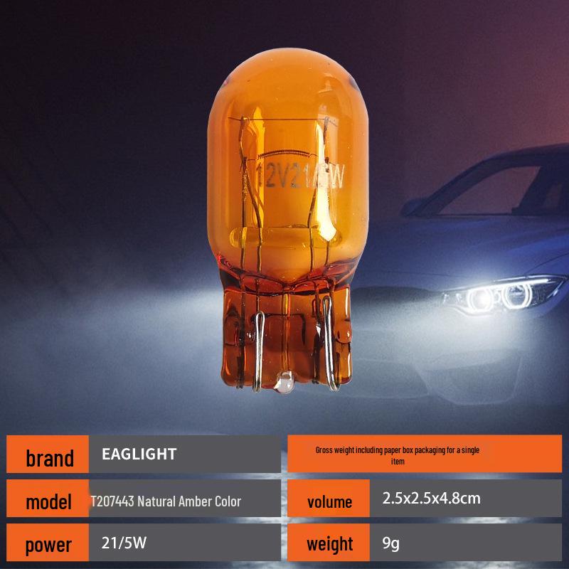 Amber/Blue T20 7440/7443 Brake & Turn Signal Bulb W21/5W