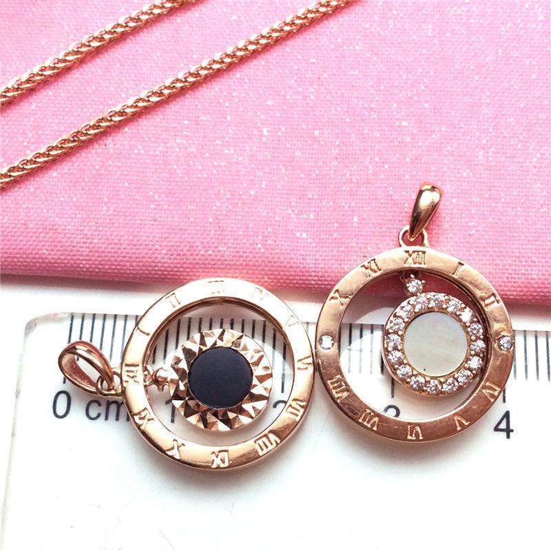 

Exquisite 585 Purple Gold Black And White Plate Pendant, Exquisite Light Luxury Women S Rose Gold Plated Necklace, Russian Trend Jewelry.