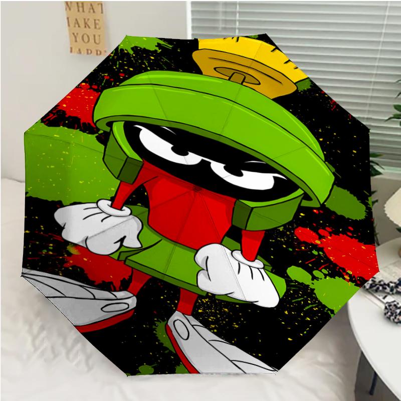 Marvin the Martian1 Print Automatic Umbrella, 8 Rib Iron Frame, Plastic Handle, Suitable for Outdoor Travel &Daily , Ideal Gift
