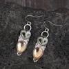 Vintage Water Droplets Champagne Color Stone Earrings Metal Silver Color Patterned Owl Dangle Earrings for Women Jewelry