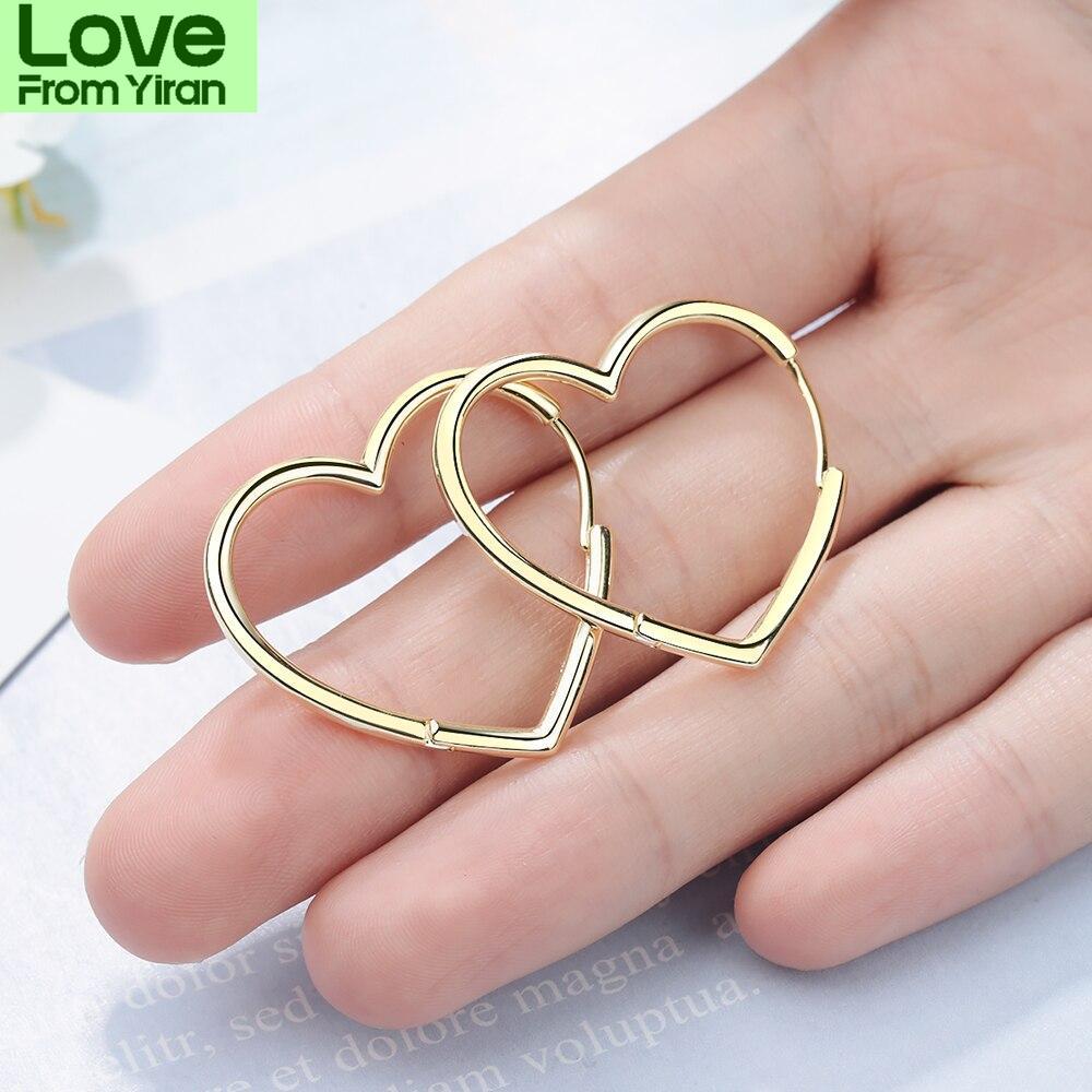 

925 стерлингового серебра нежные большие полые серьги в форме персикового сердца для праздничного подарка модные ювелирные изделия оптовая продажа S -E926