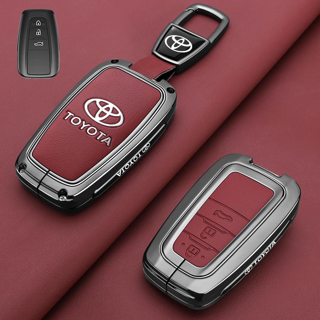 Zinc Alloy Leather Car Key Case Cover Shell for Toyota CHR Hilux Fortuner Land Cruiser 200 Camry Corolla Crown RAV4 Highland