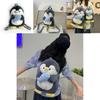 Cartoon Penguin Plush Backpack For Girls With Soft Faux Fur And Zip Closure