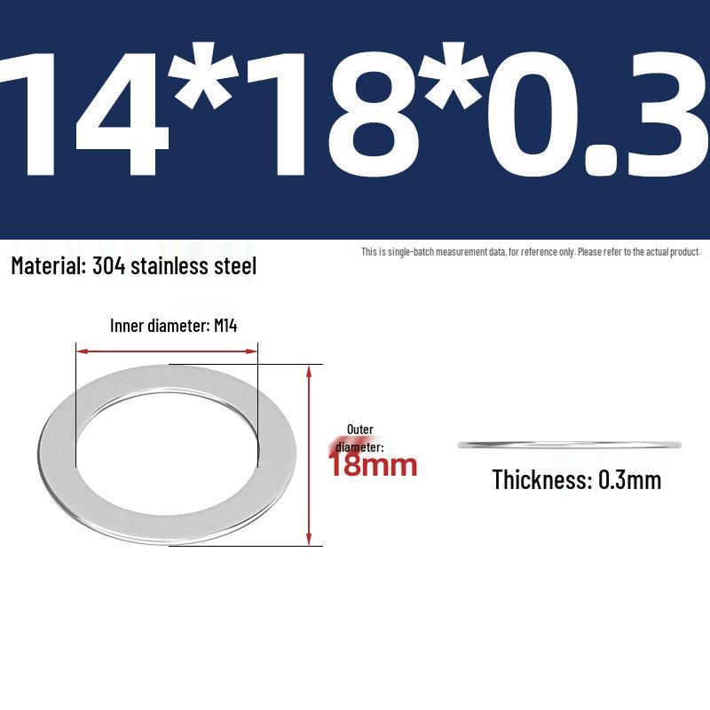 304 Stainless Steel Ultra-Thin Flat Washers - Available in Thickness: 0.1mm, 0.2mm, 0.3mm, 0.5mm