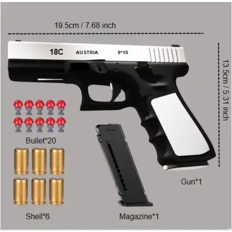 Black Glock Automatic Shell Ejection Soft Bullet Toy Gun G18 Airsoft Pistol Armas Children CS Shooting Weapons Gun Toy for Boys