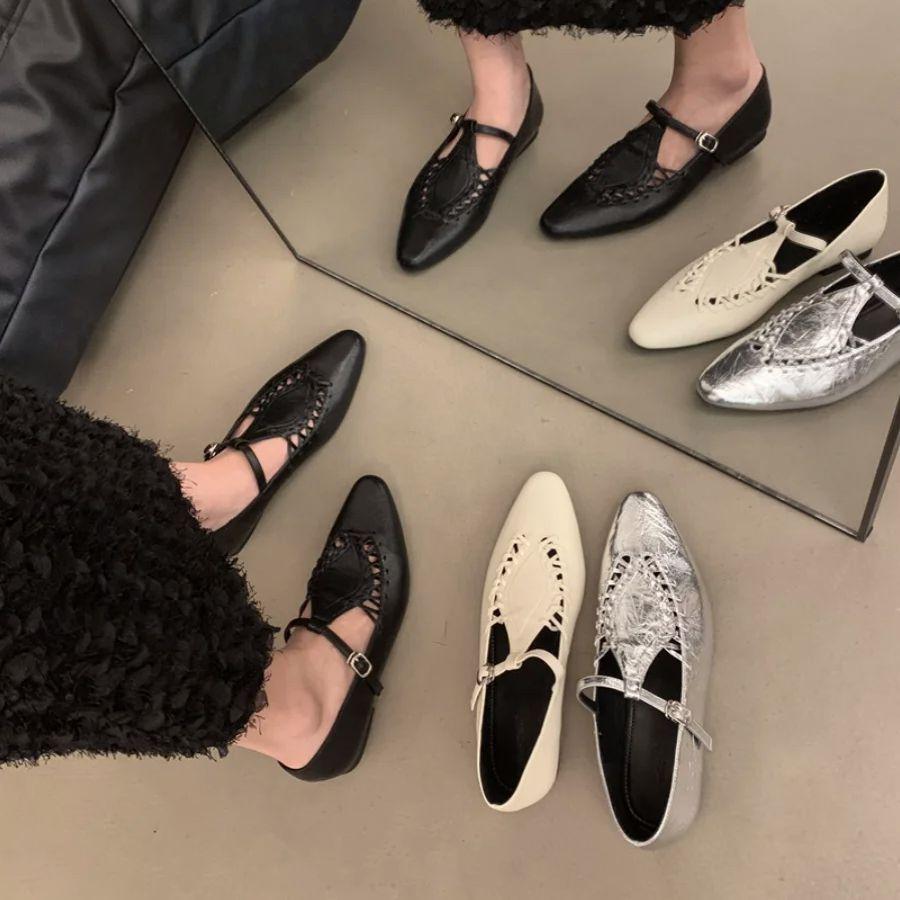 Bailmos Women Pointed Toe Flats Shoes Women Casual Dress Loafers Shoes 2025 Fashion Autumn New Walking Shoes Designer Female