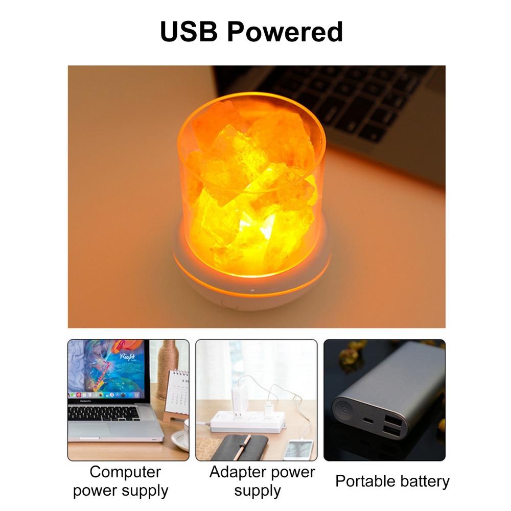 5V Salt Stone Night Light USB Powered Aromatherapy Diffuser LED Rock Crystal Night Lamp  Office