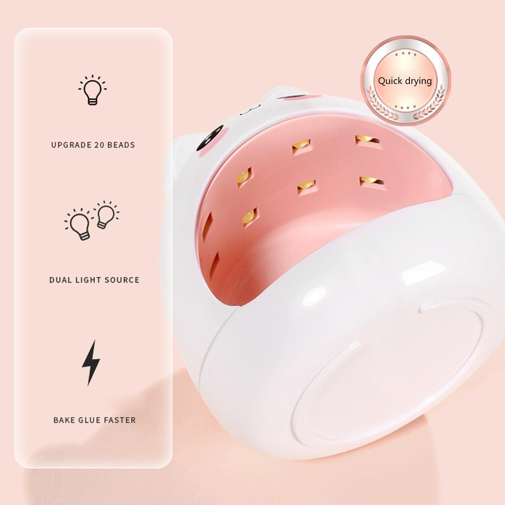Søt katteform mini UV LED-lampe for hurtigtørkende bærbart neglelys 8 stk lette perler Hurtigtørkende herdende polsk neglekunst