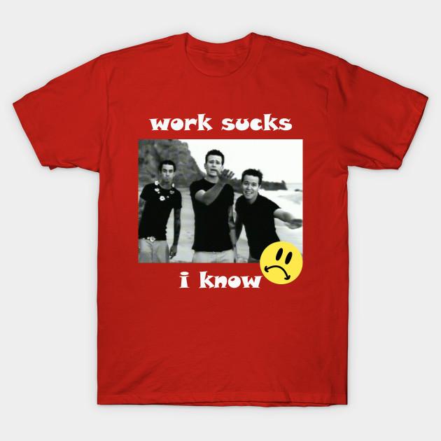 

Men Black Print T-shirt Work Sucks I Know No-Cut Transfer Paper Print Cotton Tshirt 4XL червоний