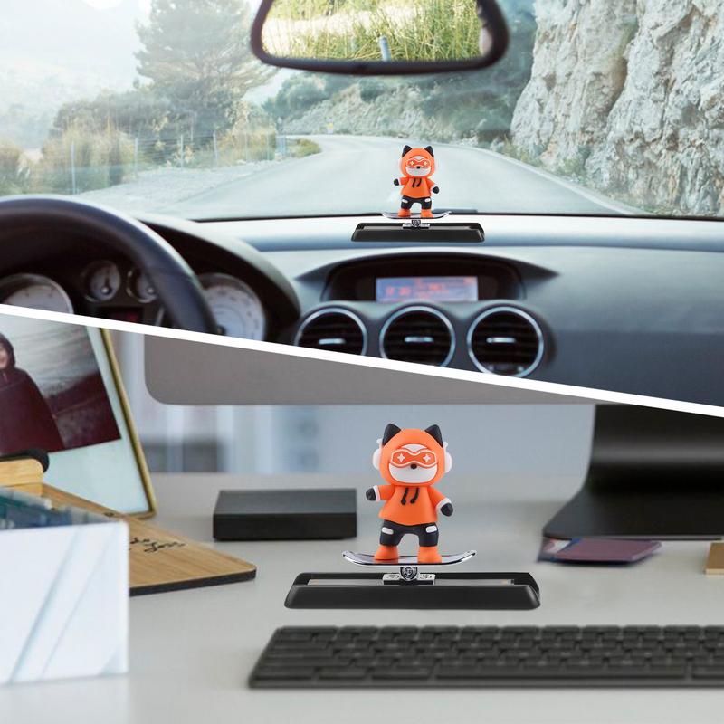 Cute Cat Car Decorations Cartoon Cat Skateboard Ornaments Colorful Metal Car Decor Cute Auto Ornament For Travel Daily Life