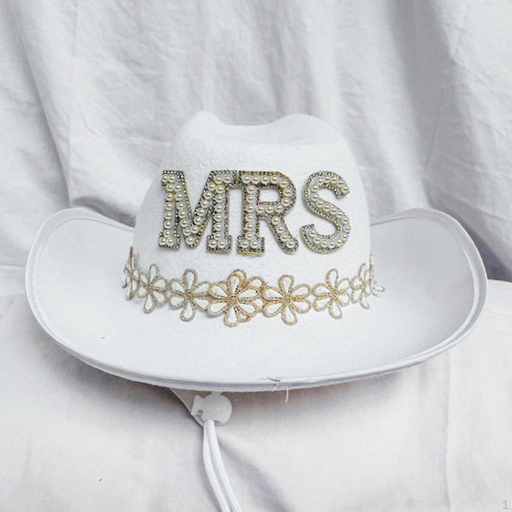 Elegant Pearl Embellished Cowgirl Hat for Halloween and Costume Parties
