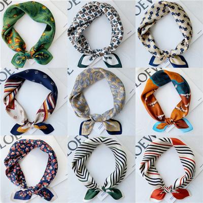 53*53cm Square Silk Scarf Women's Fashion Printed Small Neck Scarf Office Women's Hair Belt Folar Handkerchief Women's Handkerchief Scarf