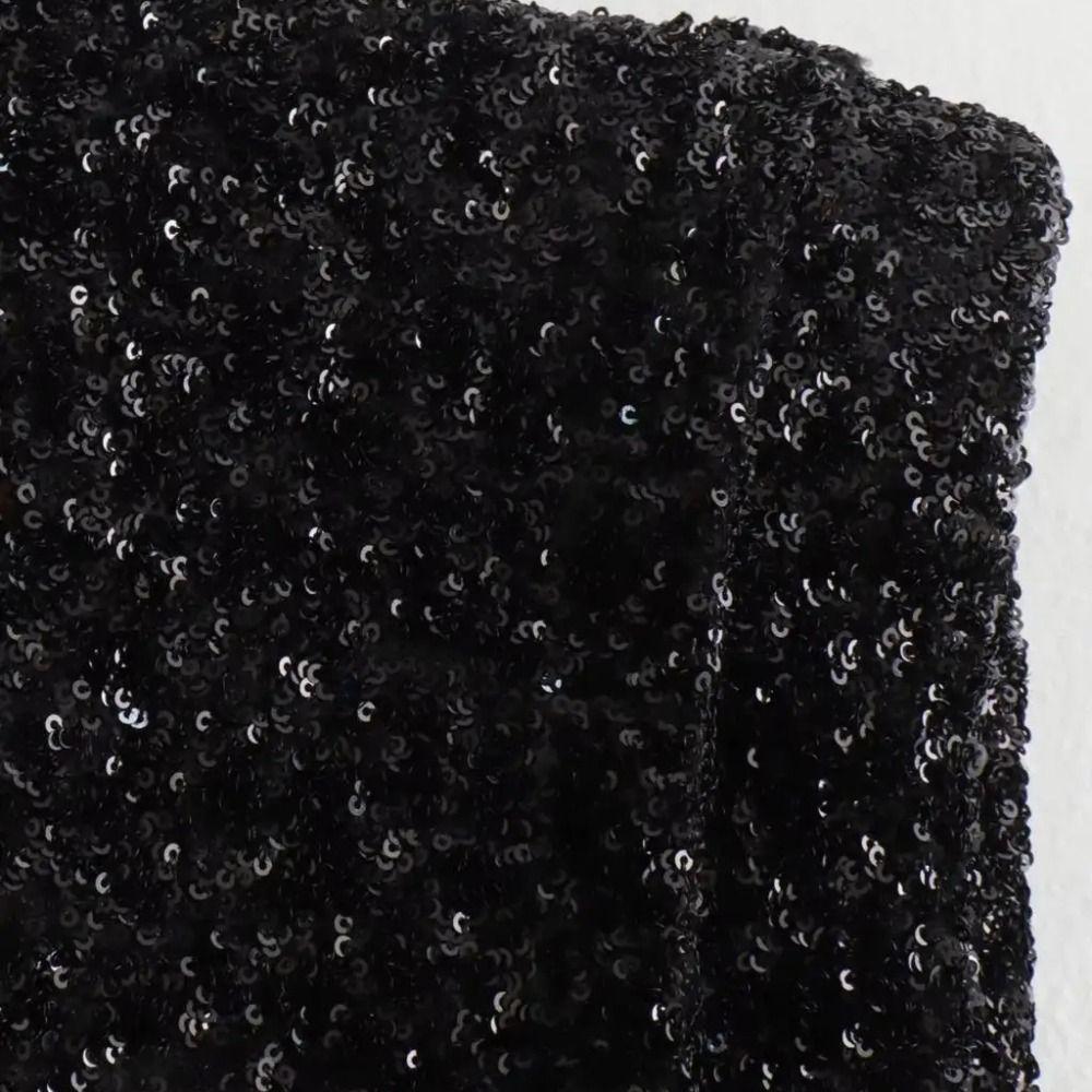 Round Neck Holiday Party Dress Fly Sleeve Silm Evening Dress Shining Sequin Mini Dress  Ladies/Girl