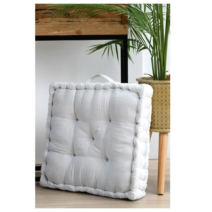 Coussin de sol gaze de coton 45 x 45 cm Pop colors ecru