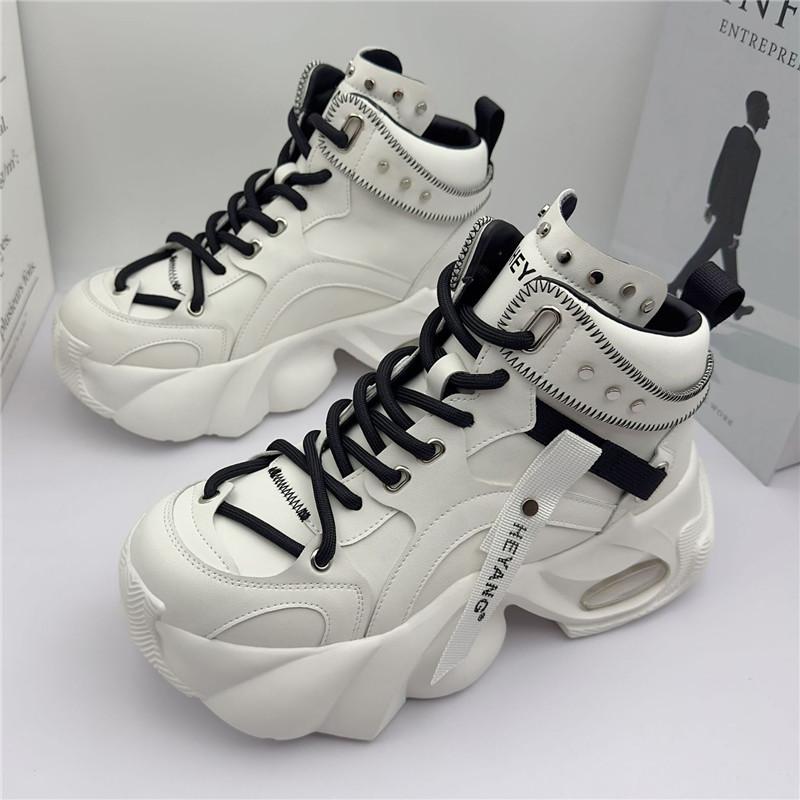 

Luxury New Designer Men s White Punk Rivet All Match Thick Bottom Causal Shoes Male Flats Moccasins Walking Sneakers 43