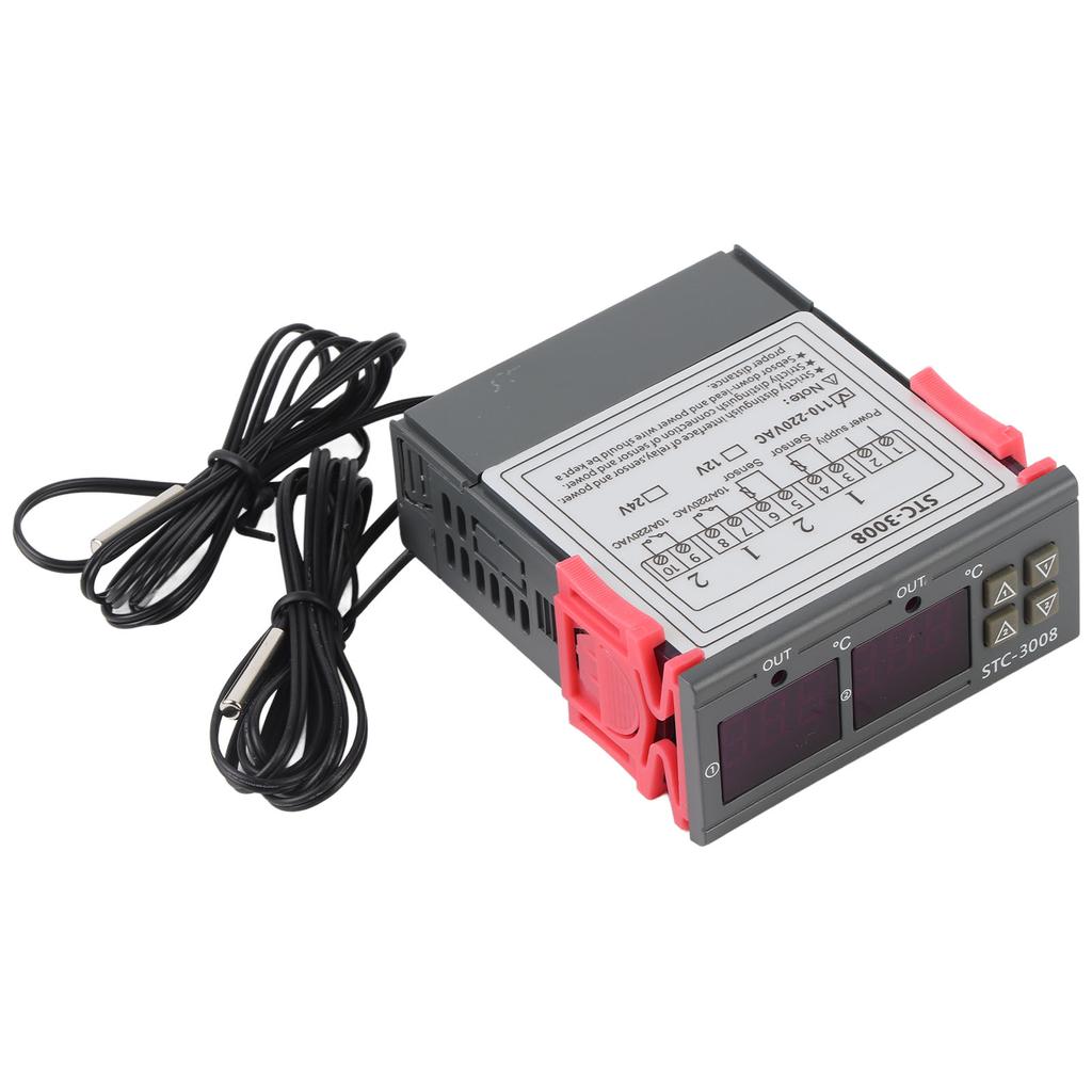 Podwójny wyświetlacz Podwójny czujnik sondy Regulator temperatury Termostat (110220VAC)