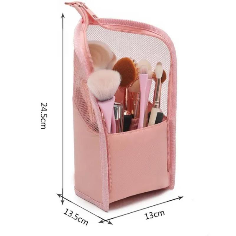1 Pc Portable Stand  Empty Cosmetic Bag Travel Toiletry Bag Zipper Makeup Brush Organizer Bag(Only Empty Bags Not Including Others)
