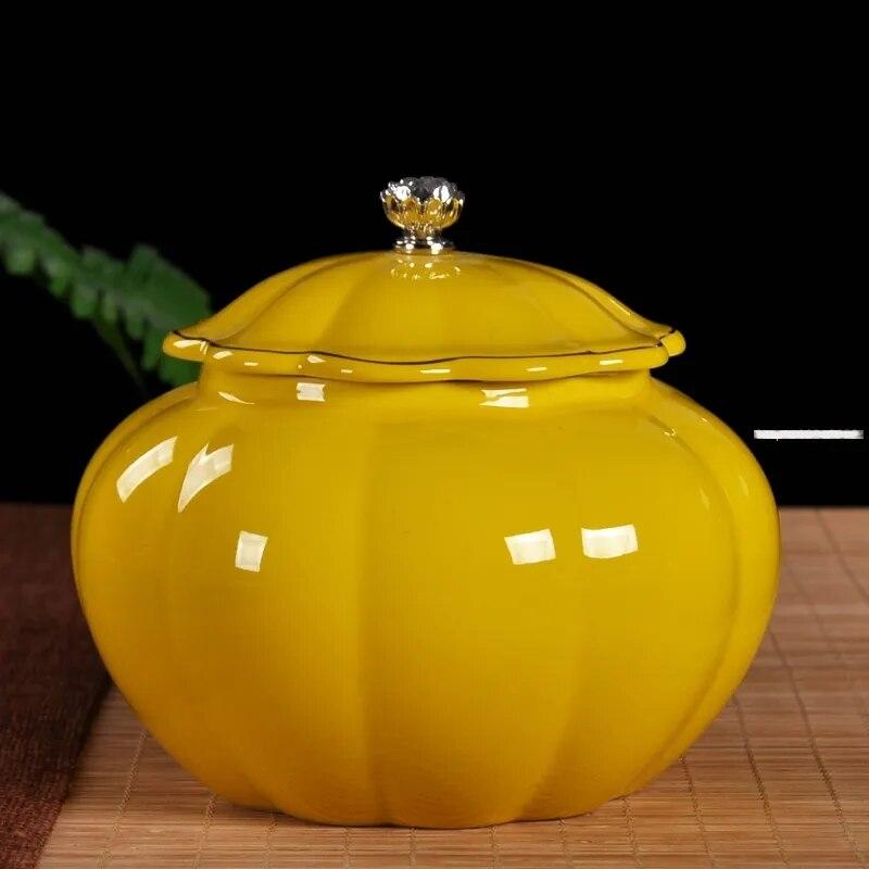 Chinese-style Ceramic Tea Cans with Lid Sealed Dried Fruit Snack Storage Boxes Kitchen Supplies