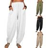 Pants Pockets Solid Color Harem Summer Temperament Loosefitting Pants For Beach