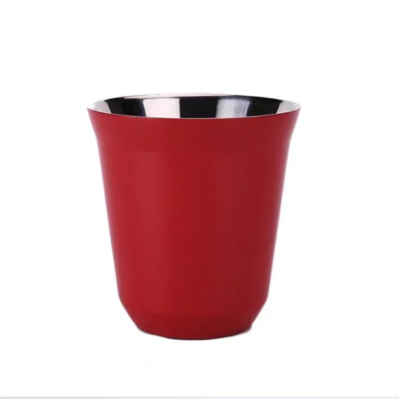 80/160ML Espresso Mugs Stainless Steel Coffee Milk Water Drink Breakfast Cups 304 Insulated Double Wall Dishwasher Safe Texture