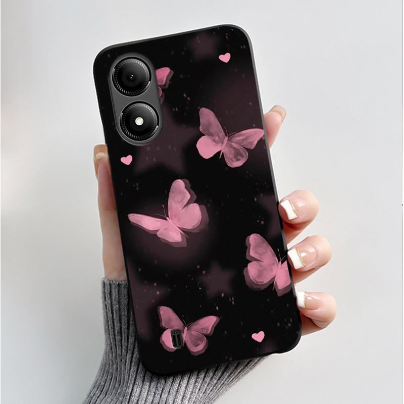 Custodia con Stampa per ZTE Blade A33S A34 Guscio Nero in Morbido Silicone per ZTE Blade A31 Plus Custodia Carina con Fiori e Cartoni Animati