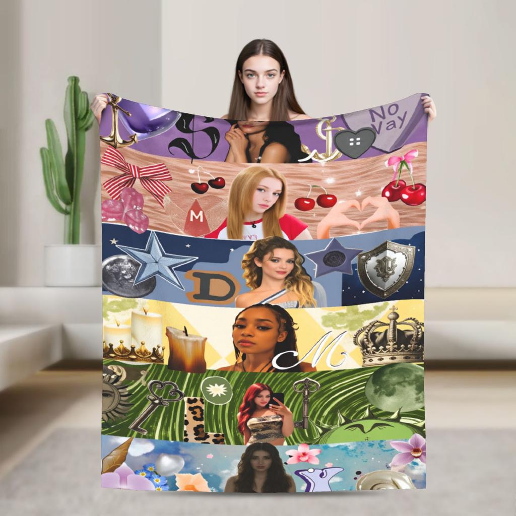 Katseye Kpop Girls Warm Blanket Child Plush Throw Blanket Print Couch Chair Flannel Bedspread Sofa Bed Cover