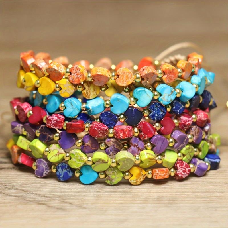 

Элегантный женский плетеный браслет в форме сердца с императорским камнем