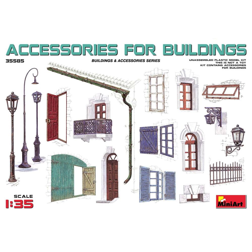 MiniArt Scale European Exterior Door and Window Plastic Model MA35585 1/35 Set, Kit,