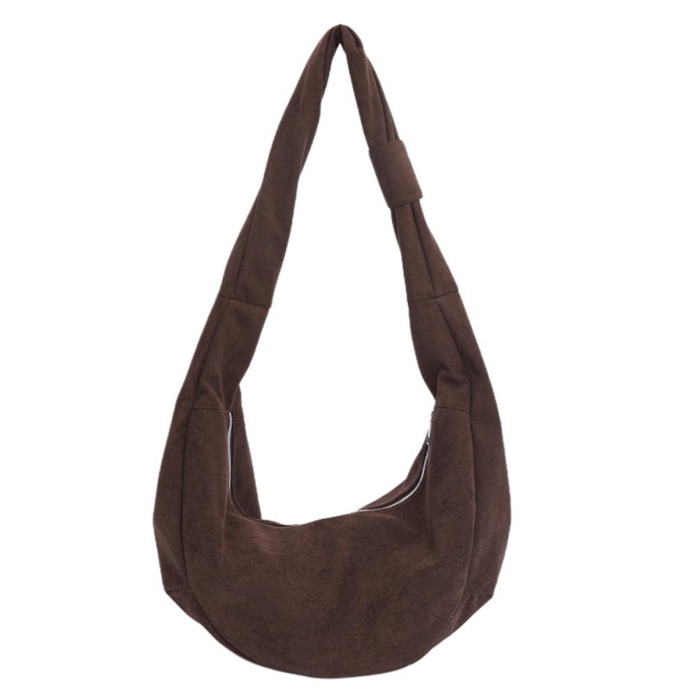 

Large Capacity Vintage PU Crossbody Bag Zipper Female Tote Bag Suede Matte Dumplings Bag Children