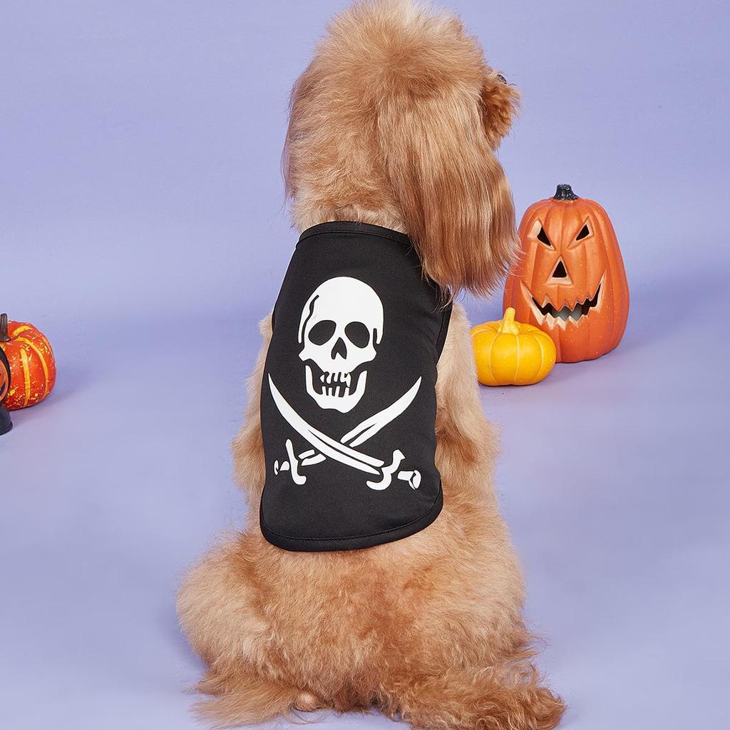 Halloween Haustierweste: Ärmellose Sommerkleidung für Welpen und Katzen (Zwergspitz, Teddy, Bichon)