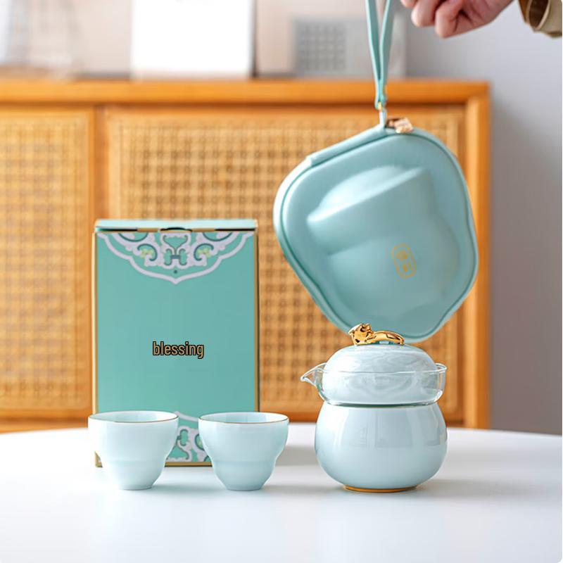Dragon Blessing Ceramic Travel Tea Set