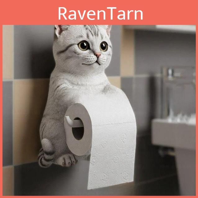 Cat Paper Holder Resin Cute Cat Design Wall Mount Tissue Dispenser For Bathroom Decor