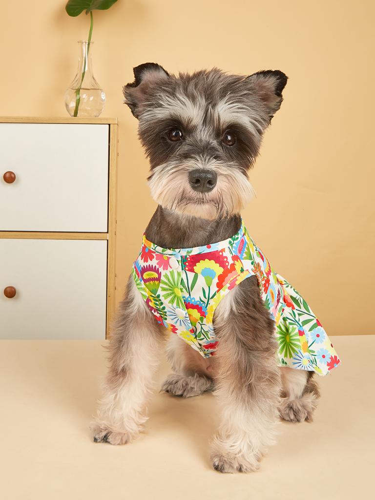 Floral Print Dog Dress Cute Cat Puppy Dress Cat Skirt Tutu Chihuahua Teddy Pomeranian Dress for Small Medium Large Cats Dogs Kit