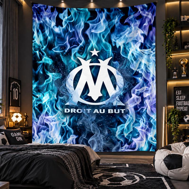 Wall Hanging Tapestry Olympique Lyonnais FC Print Cloth for Living Room Bedroom Home Decor