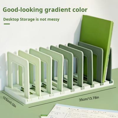 Kostenloses Upgrade: Gitter-Schreibtischständer - 8 Fächer, abnehmbarer Schreibtisch-Organizer, Farbverlauf Grün & PP-Material, Notizbücher & Bürobedarf