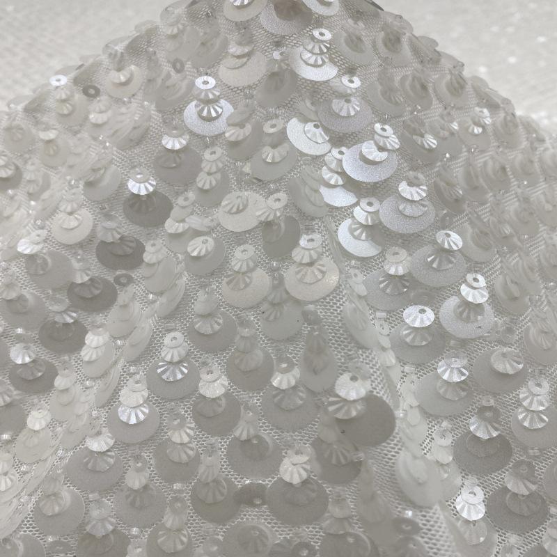 Stretch Mesh Fabric with Shell Sequins Beads Shimmer Embroidery for Women's Dresses Evening Gowns Kids' Clothing Shoes Bags