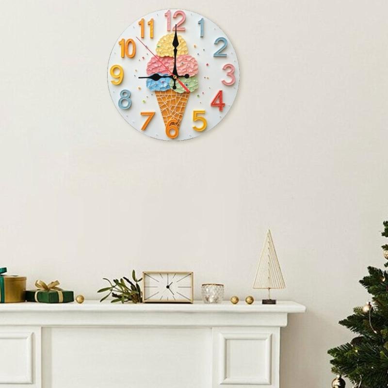 Acrylic Quiet Not Ticking Wall Clock Colorful Art Print Easy Mounting Perfect For Kitchen Living Space Decoration
